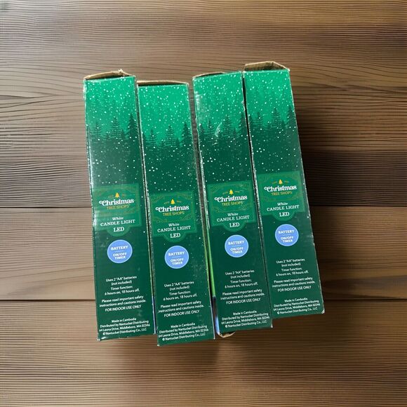 The Christmas Tree Shop LED Battery Operated Candle Lights White Black Base 4pk - Picture 3 of 4